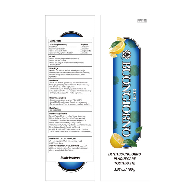 DENTI BUONGIORNO Plaque Care Toothpaste – Lemon Mint | Natural Fluoride