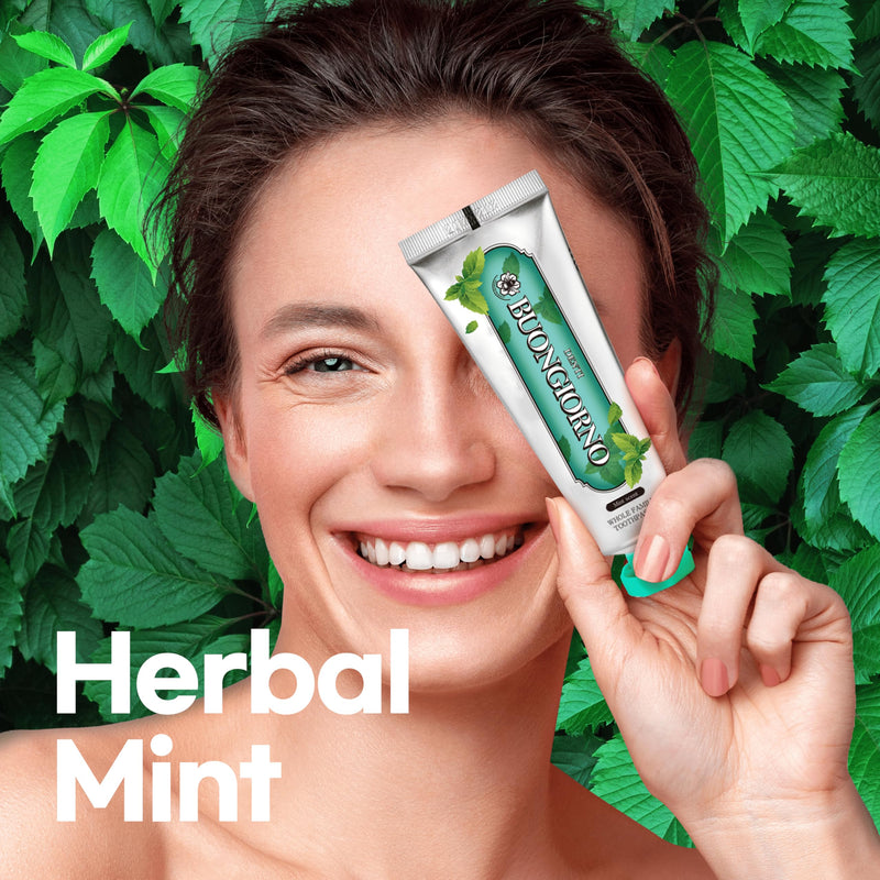 DENTI BUONGIORNO Original Toothpaste 3 Pack – Herbal Mint, Natural Fluoride (Korean)