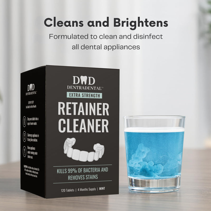 DENTRA DENTAL 120-Count Retainer Cleaner Tablets - Mint for Aligners & Mouth Guards