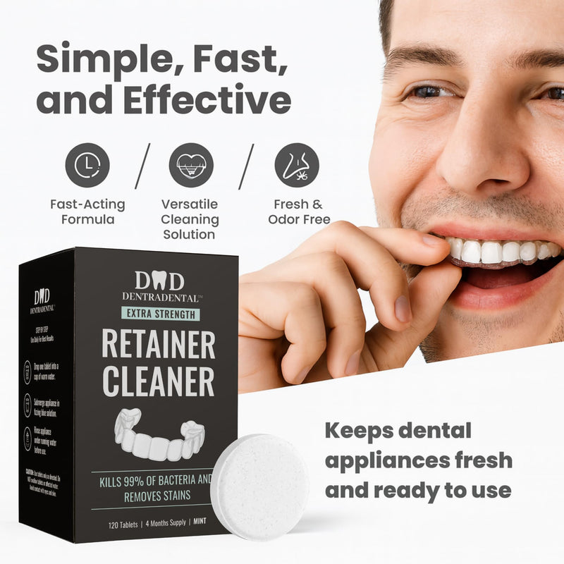 DENTRA DENTAL 120-Count Retainer Cleaner Tablets - Mint for Aligners & Mouth Guards