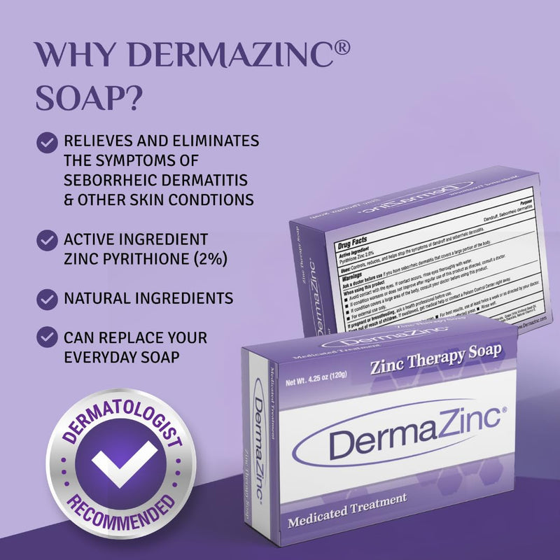 DermaZinc Therapy Soap - 2% Pyrithione Zinc for Eczema & Dermatitis