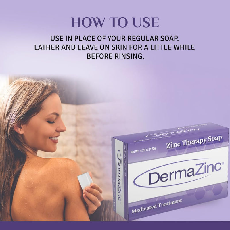 DermaZinc Therapy Soap – Zinc Soap for Skin Conditions | Full-Body Relief (Pack of 6)