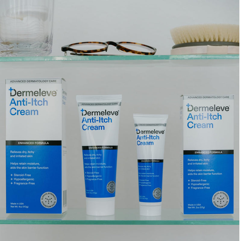 Dermeleve Steroid-Free Anti-Itch Cream | Extra Strength Relief for Psoriasis & More | 2 oz (2 Pack)