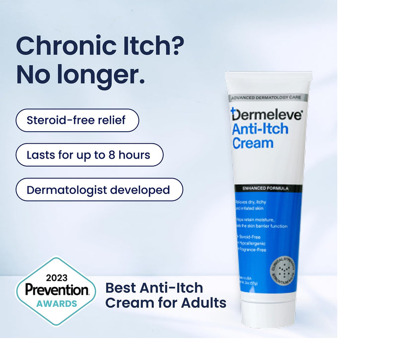 Dermeleve Steroid-Free Anti-Itch Cream | Extra Strength Itch Relief (2 oz)