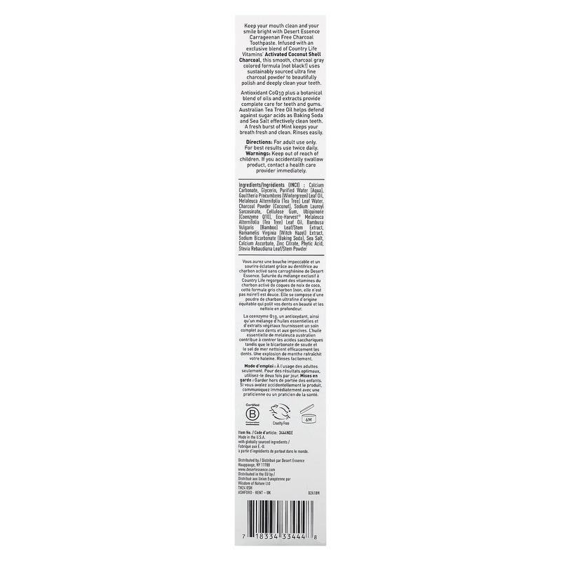 Desert Essence Activated Charcoal Toothpaste – Fluoride & Carrageenan Free