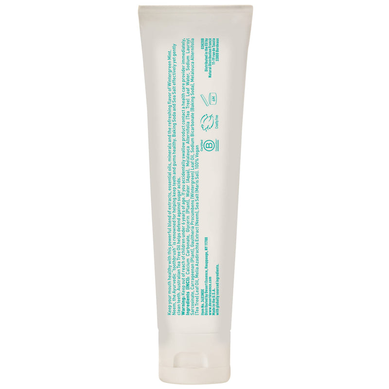 Desert Essence Tea Tree Oil & Neem Toothpaste - Fluoride-Free, Vegan, Wintergreen 6.25 oz
