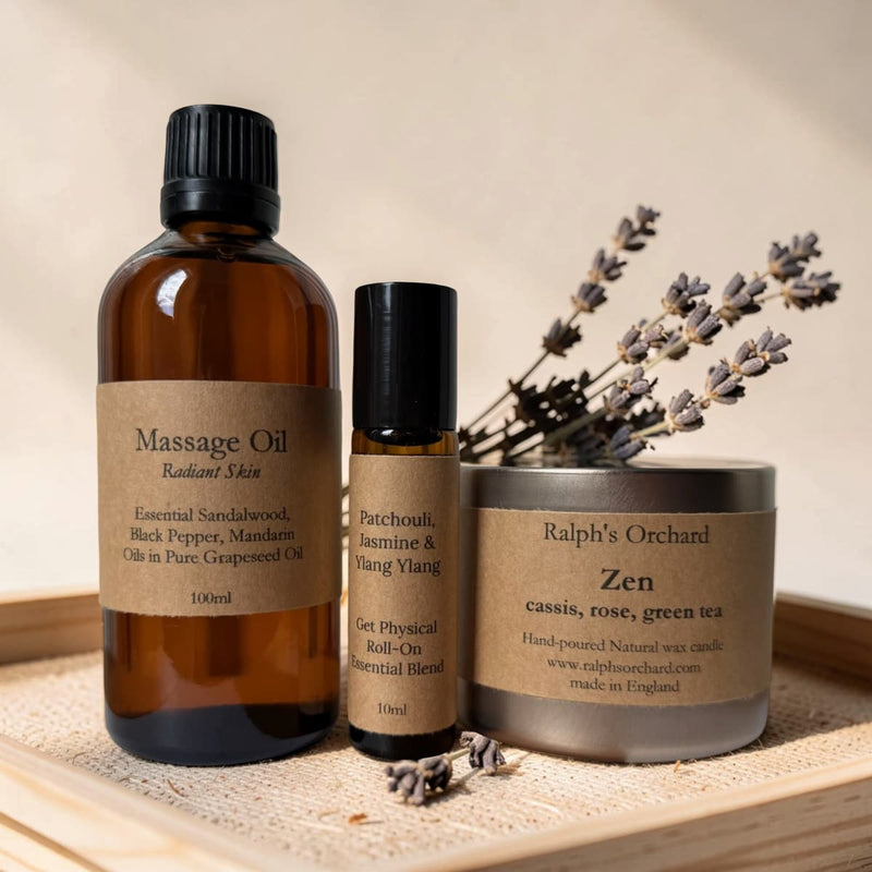 Destress Gift Set | Candle, Massage Oil & Aromatherapy Roll-On