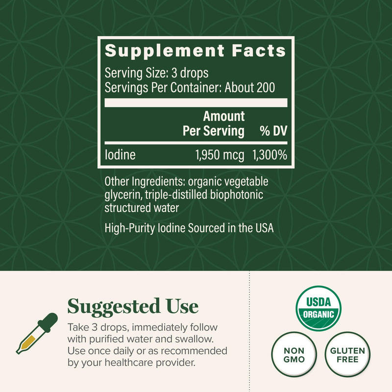 Detoxadine Nascent Liquid Iodine Drops - Thyroid Support | Organic • Vegan • Non-GMO | Global Healing Center
