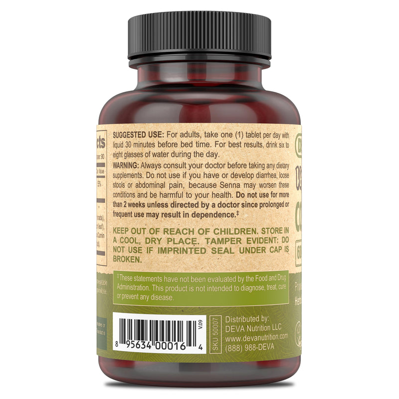 DEVA Vegan Colon Assist – 90 Count Tablets with Magnesium, Triphala, Psyllium Husk, Senna