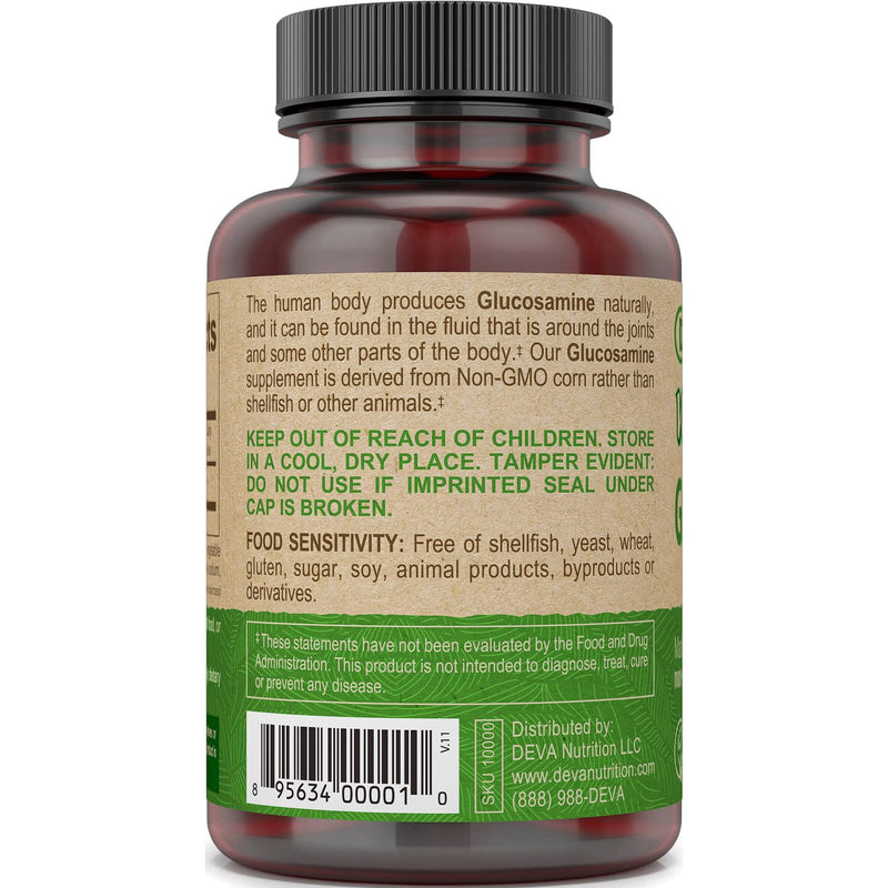 DEVA Vegan Glucosamine Tablets – 90-Count Bottle | 100% Vegan, Non-GMO