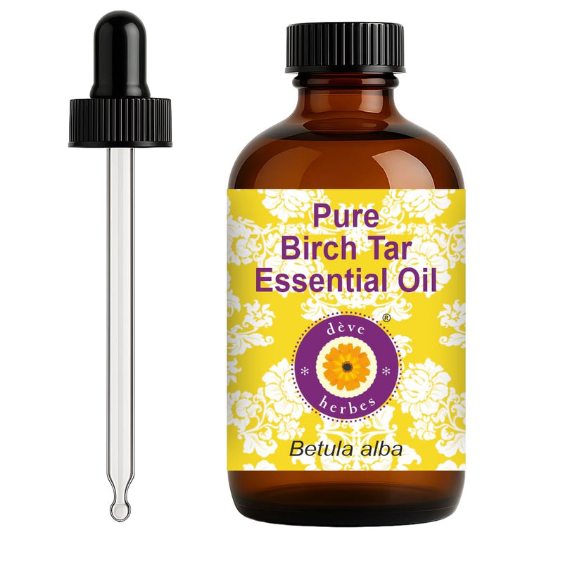 dève herbes Birch Tar Essential Oil (Betula alba) 120ml | Glass Dropper, Pure & Non-Greasy
