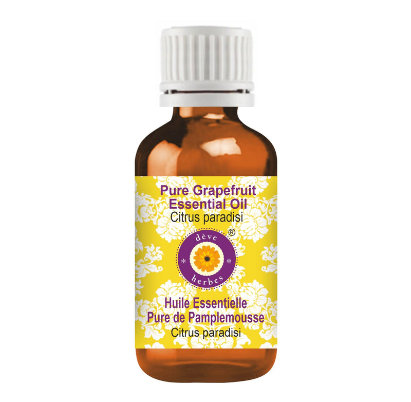 dève herbes Grapefruit Essential Oil (Citrus paradisi) Pure – Steam Distilled 100ml (3.38 oz) – Non-Sticky & Non-Greasy