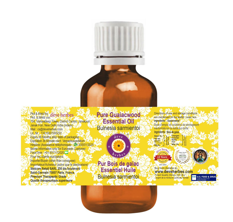 Deve Herbes Pure Guaiacwood Essential Oil – Steam Distilled 30ml (1 oz)