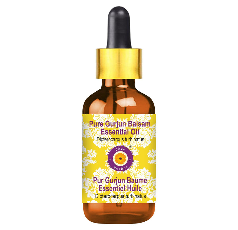 dève herbes Gurjun Balsam Essential Oil 30ml | Steam Distilled Dipterocarpus turbinatus | Glass Dropper