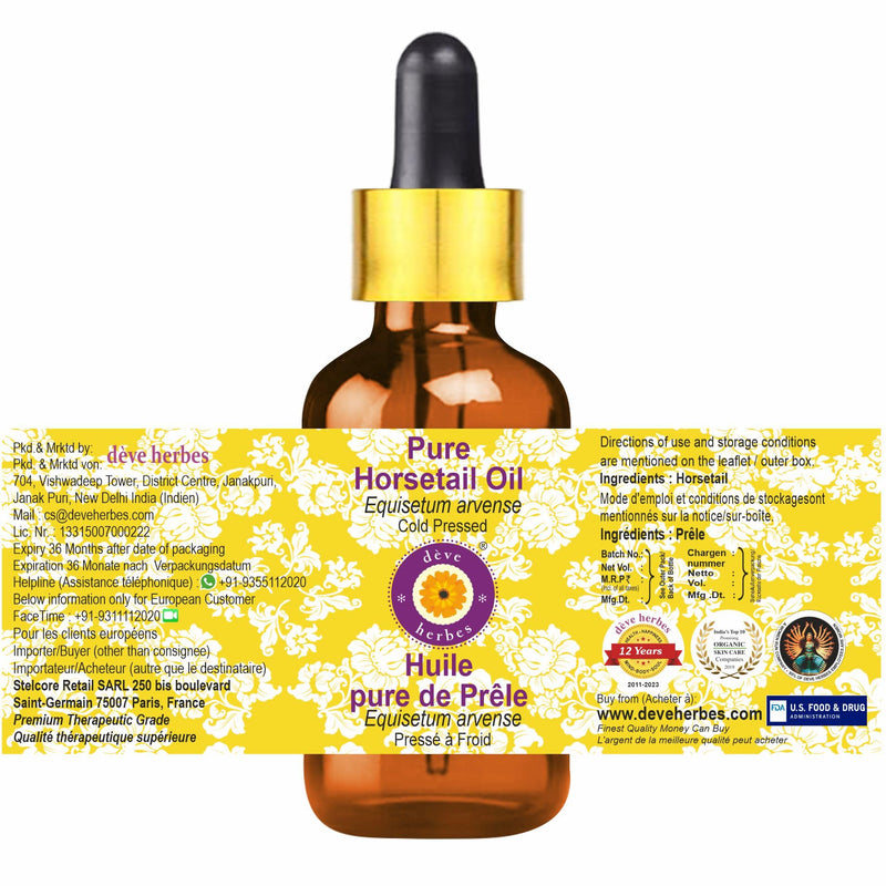 Deve Herbes Horsetail Oil – Cold Pressed, 30ml Glass Dropper (Equisetum arvense)