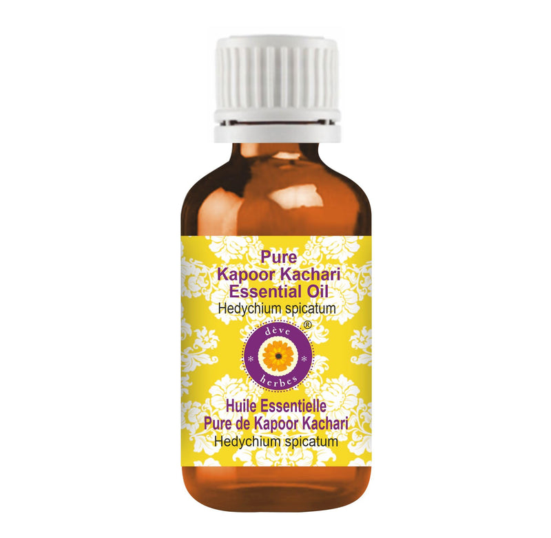 dève herbes Kapoor Kachari Essential Oil (Hedychium spicatum) Pure | Non-Sticky | Non-Greasy | Lightweight | Men & Women | All Skin Types | Steam Distilled 10ml (0.33 oz)