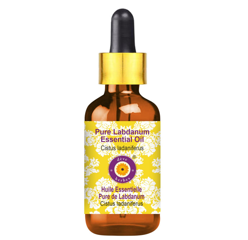 dève herbes Labdanum Essential Oil (Cistus ladaniferus) with Glass Dropper | Pure | Viscous Texture | Unisex | All Skin Types | External Use | Natural Extract | Steam Distilled 30ml (1 oz)