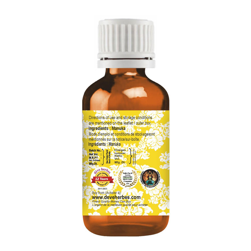 dève herbes Manuka Essential Oil (Leptospermum scoparium) Pure | Non-Sticky | Non-Greasy | Lightweight | Men & Women | All Skin Types | Steam Distilled 5ml (0.16 oz)