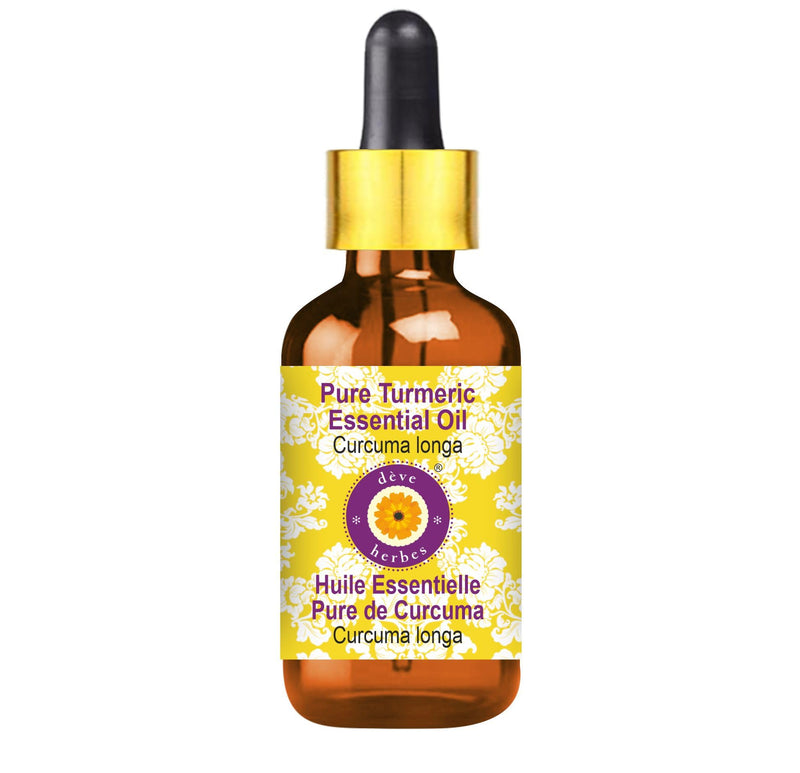 dève herbes Turmeric Essential Oil (Curcuma Longa) 5ml – Glass Dropper, Pure & Lightweight