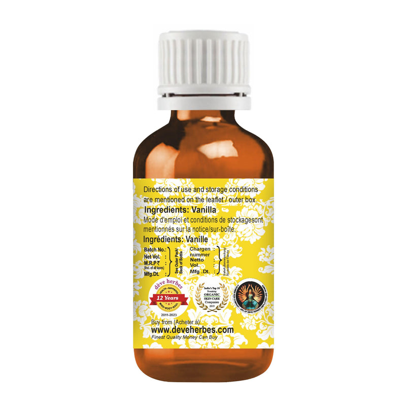 dève herbes Vanilla Essential Oil (Vanilla planifolia) Pure | Non-Sticky | Non-Greasy | Lightweight | Men & Women | All Skin Types | Steam Distilled 30ml (1 oz)