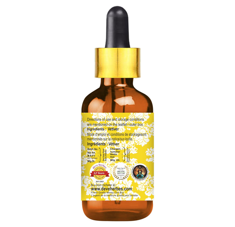 dève herbes Vetiver Essential Oil 5ml | Steam Distilled, Glass Dropper, Vetiveria zizanoides