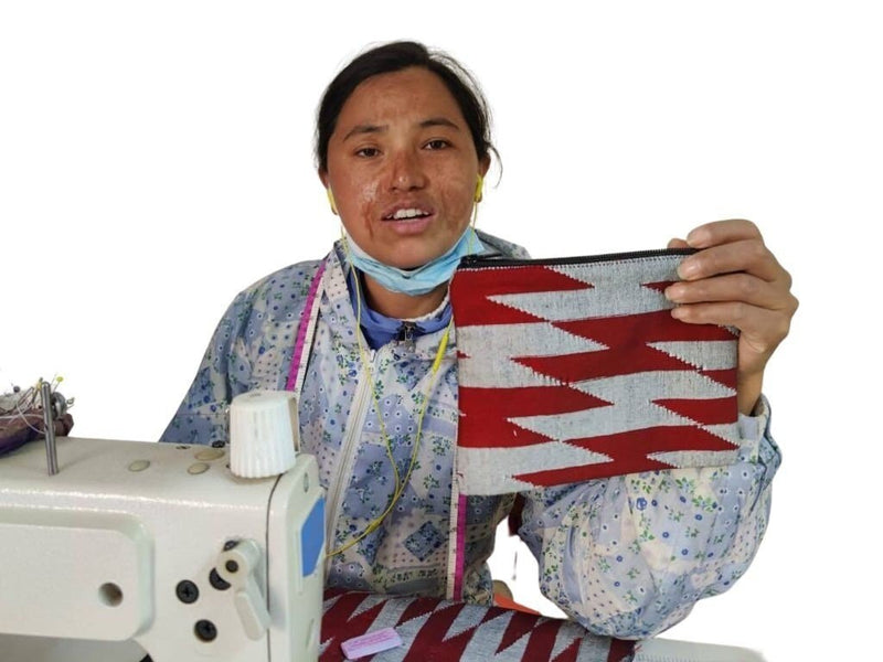Dhaka pouch, ethically handwoven in Nepal