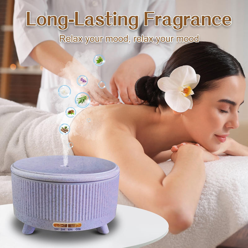 Essential Oil Diffuser 500ml for Home – Aromatherapy Diffuser with 7-Color LED Lights, 3 Mist Modes, Waterless Auto-Off, Purple