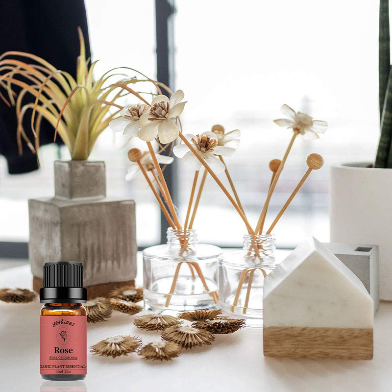 yethious Rose & Peony Essential Oils – Organic 2x10ml Gift Set for Diffuser, Skincare, Soaps & Candles