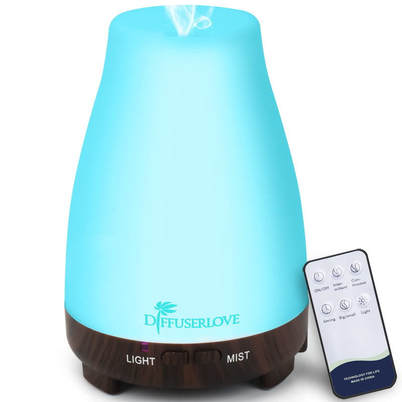 Diffuserlove 200ML Remote Control Essential Oil Diffuser – BPA-Free Aromatherapy, Black Base