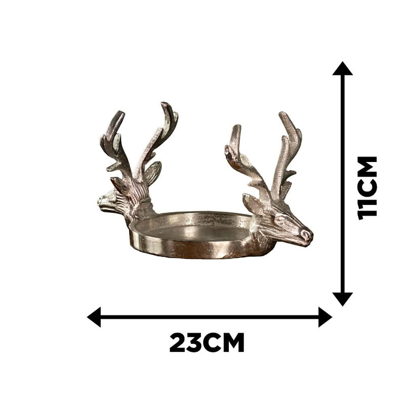 Dual Reindeer Head Candle Holder