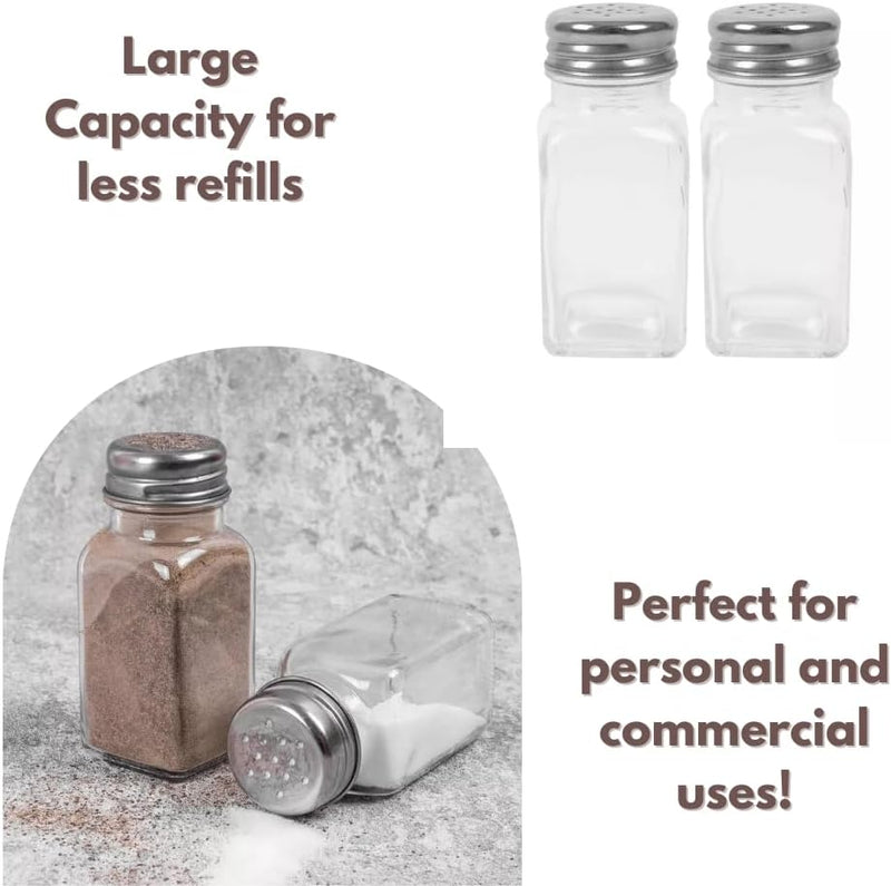 Clear Glass Salt and Pepper Shaker Set for Dining Tables