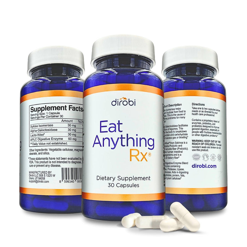 Dirobi Eat Anything Xylose Isomerase Enzymes – FODMAP Digestive Support (30 Capsules)