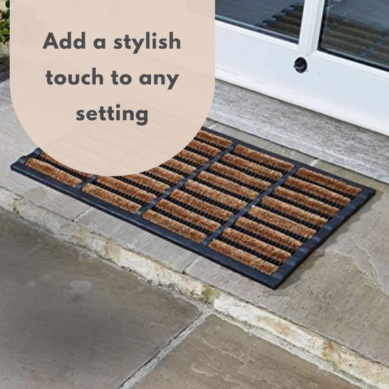 Heavy Duty Coir Door Mat 75 x 45cm with Non-Slip PVC Back