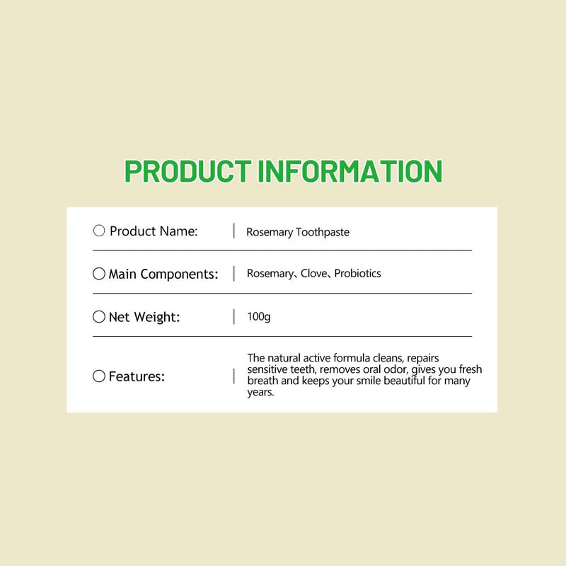 DISAAR Beauty Rosemary Toothpaste – Herbal Extract, Clove & Probiotics | Removes Stains & Stronger Teeth 100g