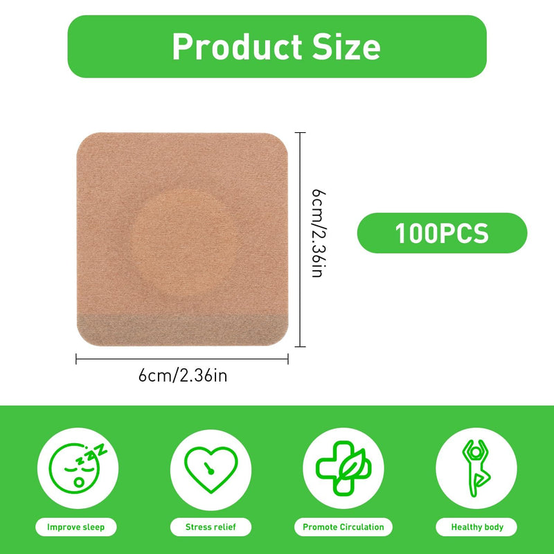 Belly Button Castor Oil Patch - 100 Pcs Disposable Pack Wraps, Organic Cotton Self-Adhesive