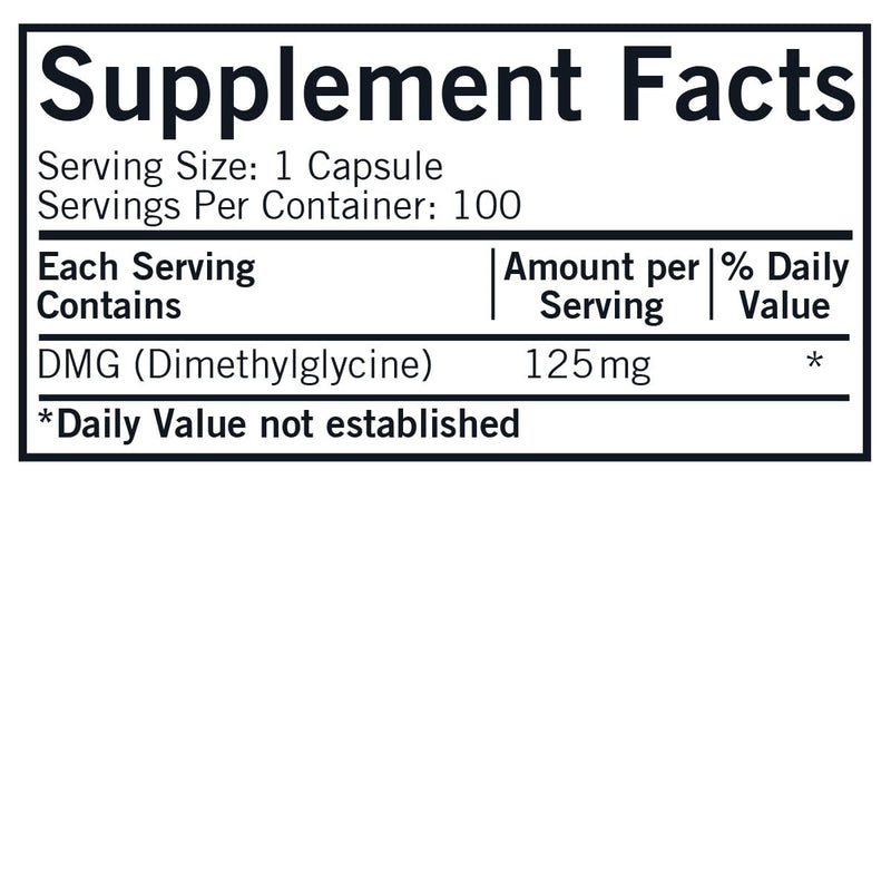 DMG (Dimethylglycine), 125 mg, 100 Capsules, Kirkman Labs
