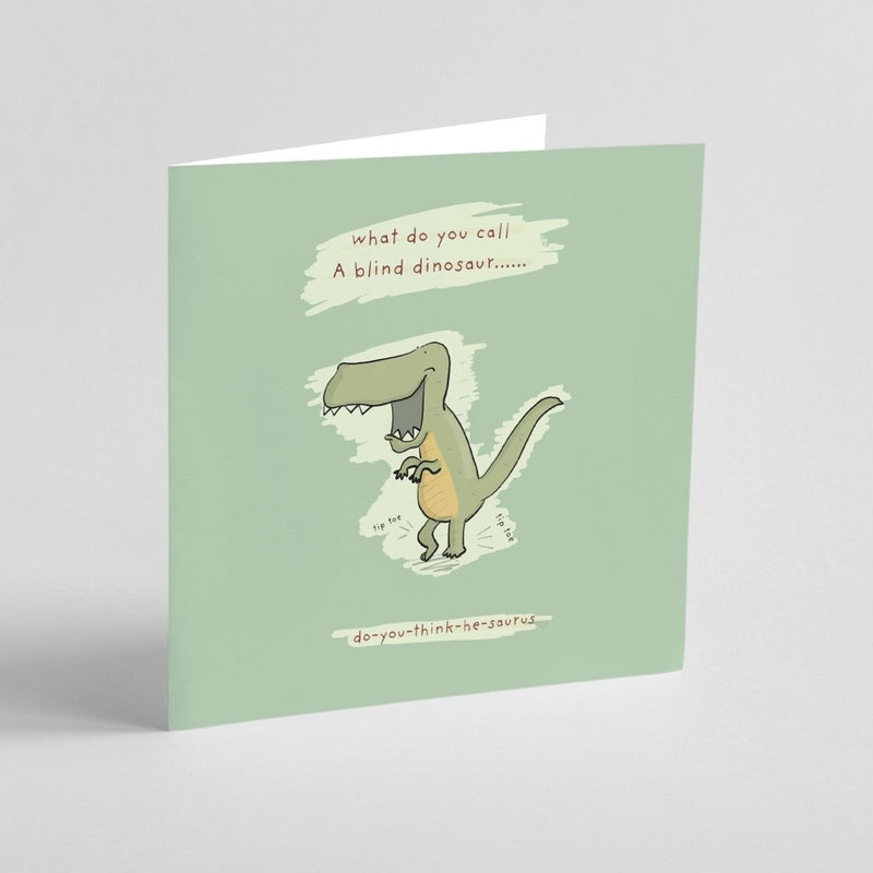 Funny Dinosaur Card – Cute Kawaii Square Greeting Card With Prehistoric Pun Humor