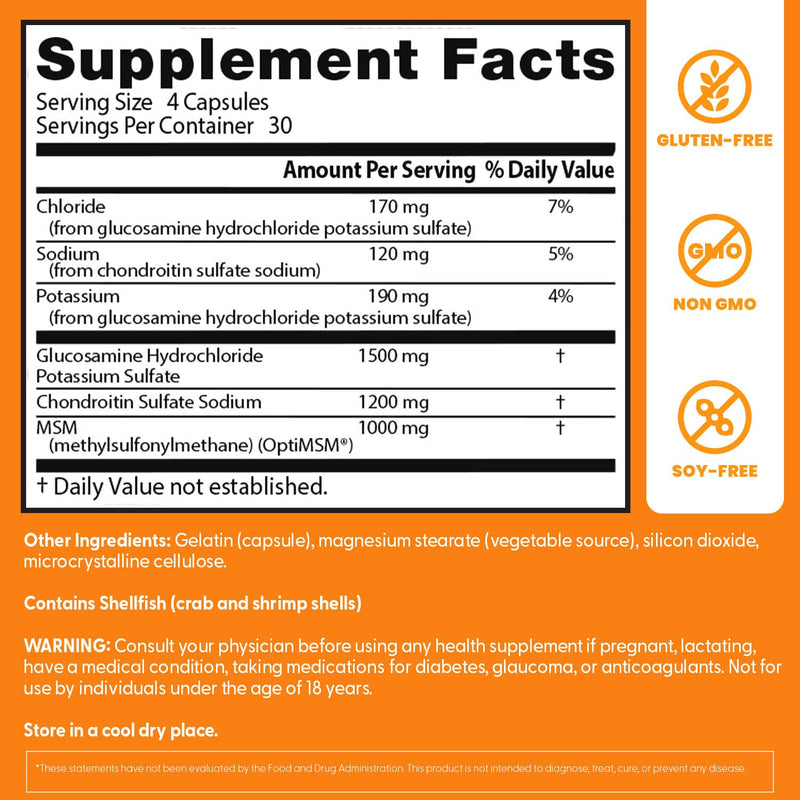 Doctor's Best Glucosamine Chondroitin MSM with OptiMSM | Joint Health Support