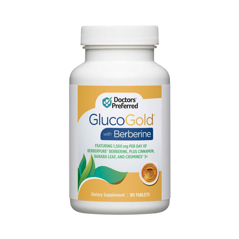 DOCTORS' PREFERRED GlucoGold with Berberine, Cinnamon, Chromium & Banaba Leaf – 90 Tablets