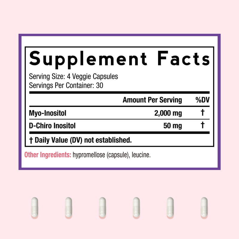 Doctor's Recipes Inositol Supplement – 40:1 Myo-Inositol & D-Chiro Inositol, 2,050 mg per serving, Hormone Balance & Fertility Support, 120 Vegan Caps
