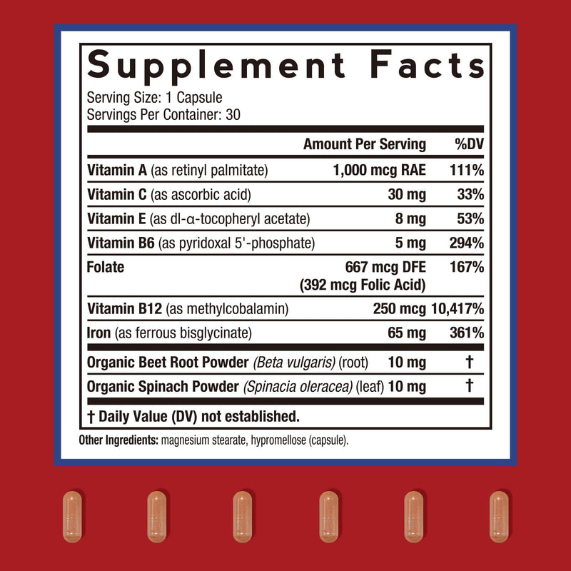 Doctor's Recipes Iron Supplement for Women – 65 mg Iron Bisglycinate, Vegan