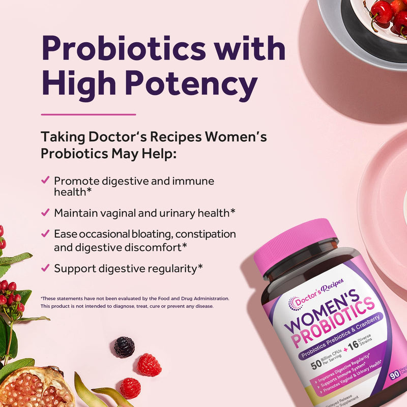Doctor's Recipes Women's Probiotic 50B CFU - 16 Strains + Cranberry