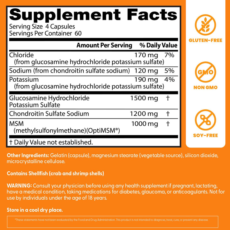 Doctor's Best Glucosamine Chondroitin MSM with OptiMSM - 240 Count