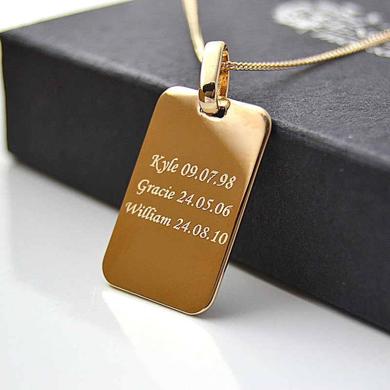Personalised Mens' Tag Necklace – 18kt Plated Custom Photo & Text Engraved Dog Tag Pendant for Men