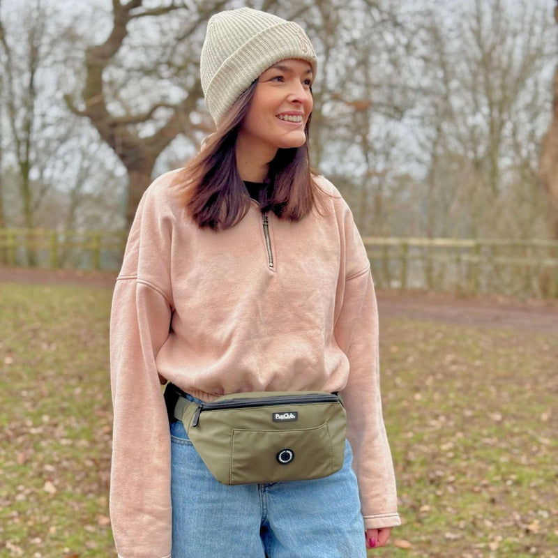 PupClub Dog Dog Walking Bum Bag - Khaki Green