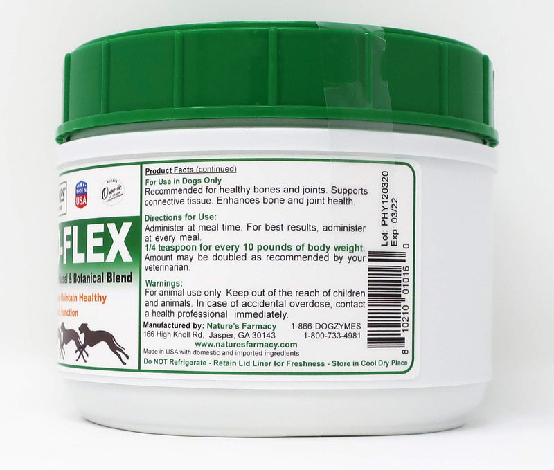 Dogzymes Phyto Flex – Glucosamine, Chondroitin, MSM & Hyaluronic Acid for Dogs (1 lb)