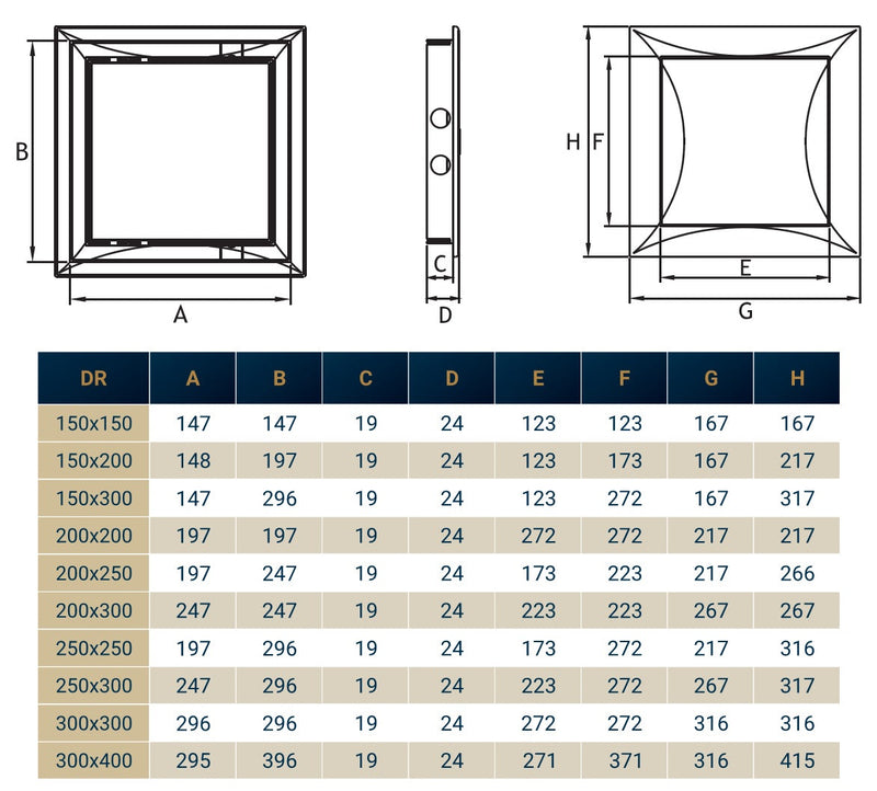Access Panel Door PP, White 150mm x 200mm
