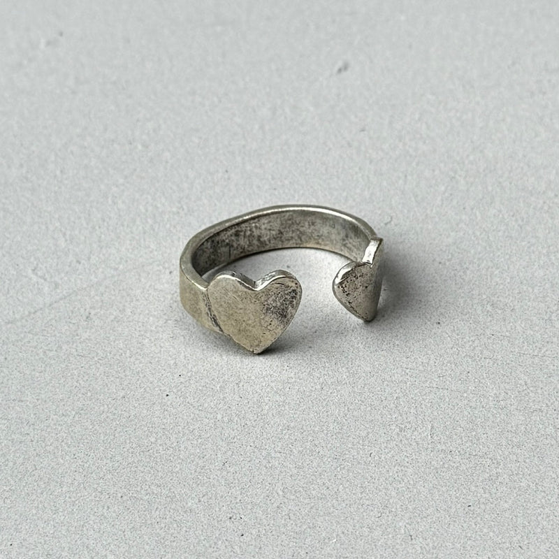 Crossed Hearts Silver Ring