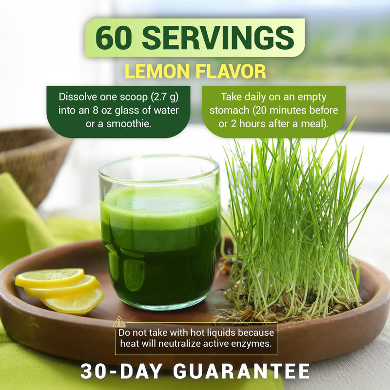 Dr. Berg USDA Organic Green Powder Superfood – Lemon Flavor, 60 Servings