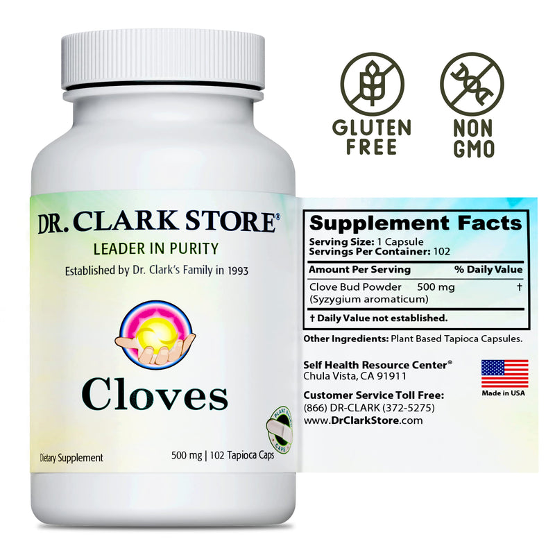 Dr Clark Store Cloves Vegetarian 500mg | 102 Tapioca Capsules Pack of 2 | Liver & Circulation Support